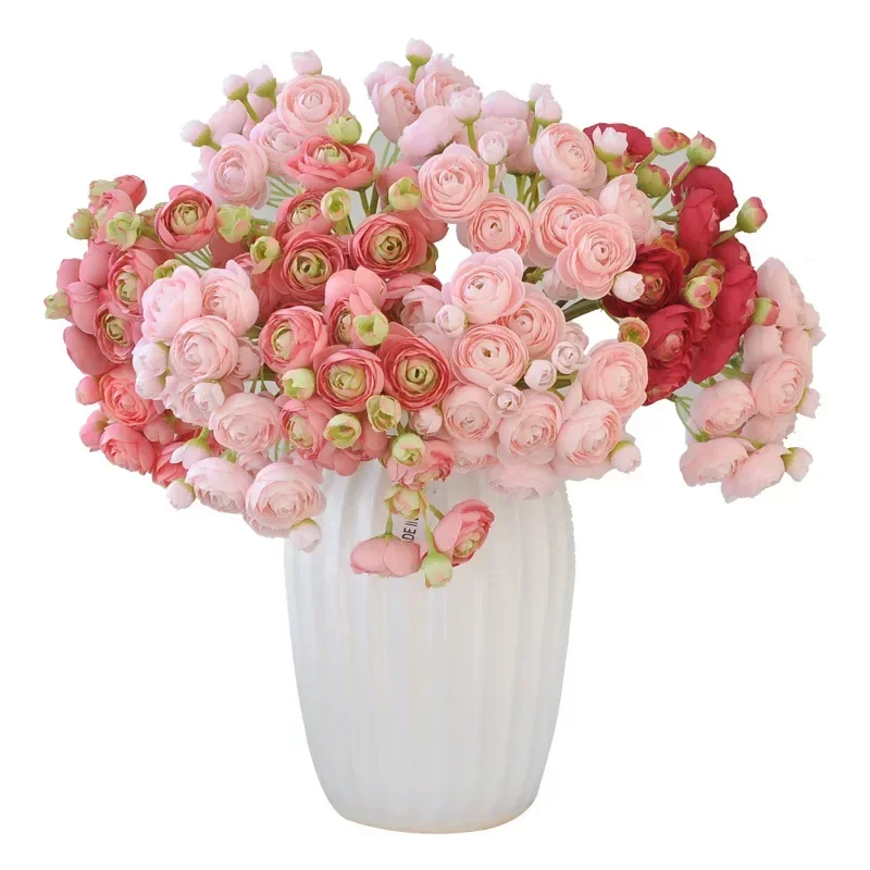 Simulation Flowers Silk Melaleuca Roses Bouquet Shopping Mall Decoration Artificial Flower White Mini Dew Lotus Bouquets