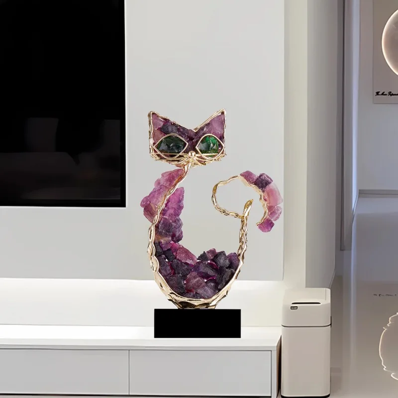 Luxury Alloy Crystal Cat Art Decoration,Living Room Foyer,TV Cabinets,Wine Cabinet,Office Desktop Statuette Decorations,Gift