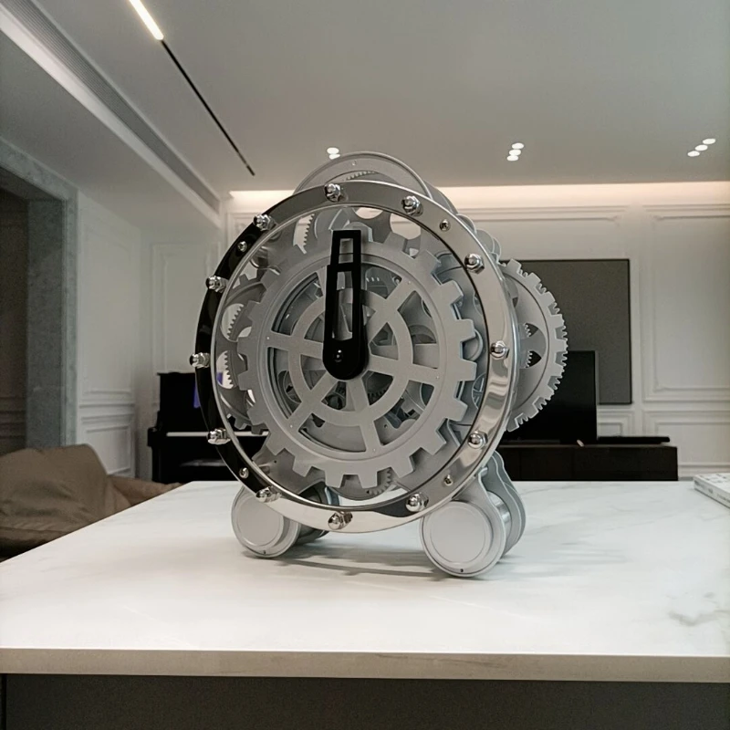 Living room clock seat double legged gear rotating creativestainless steel decorative watch