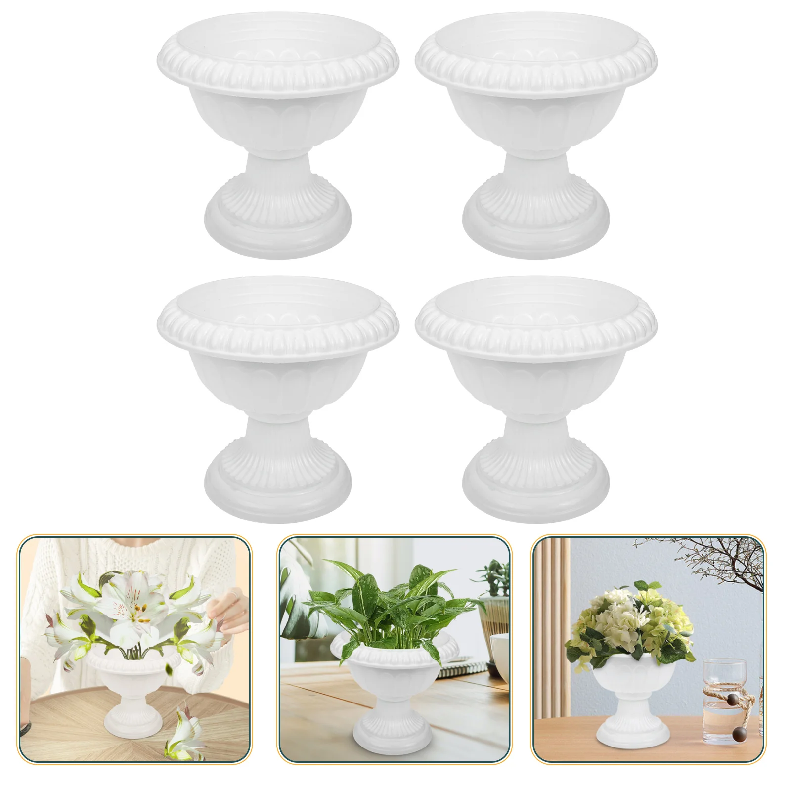 

4 Pcs Roman Flower Pot Outdoor Wedding Decor Metal Vintage Flowerpot Decorative Plastic Plant Holder Retro Container