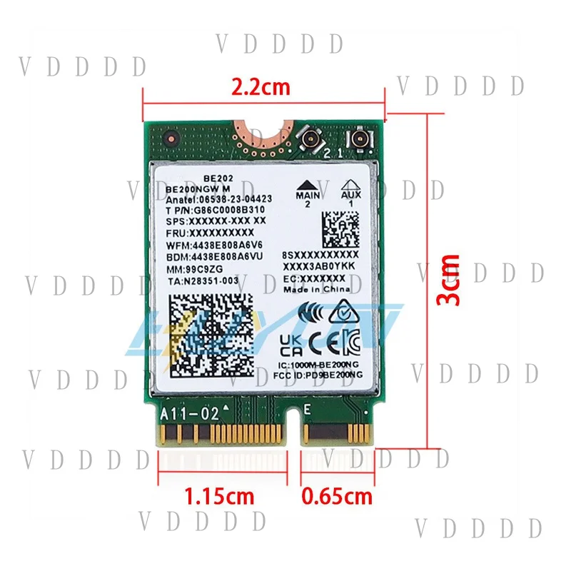 L... FOR WiFi 7 Intel BE202NGW M.2 NGFF WiFi-карта, трехдиапазонный адаптер 802.11be с поддержкой BT5.4.
