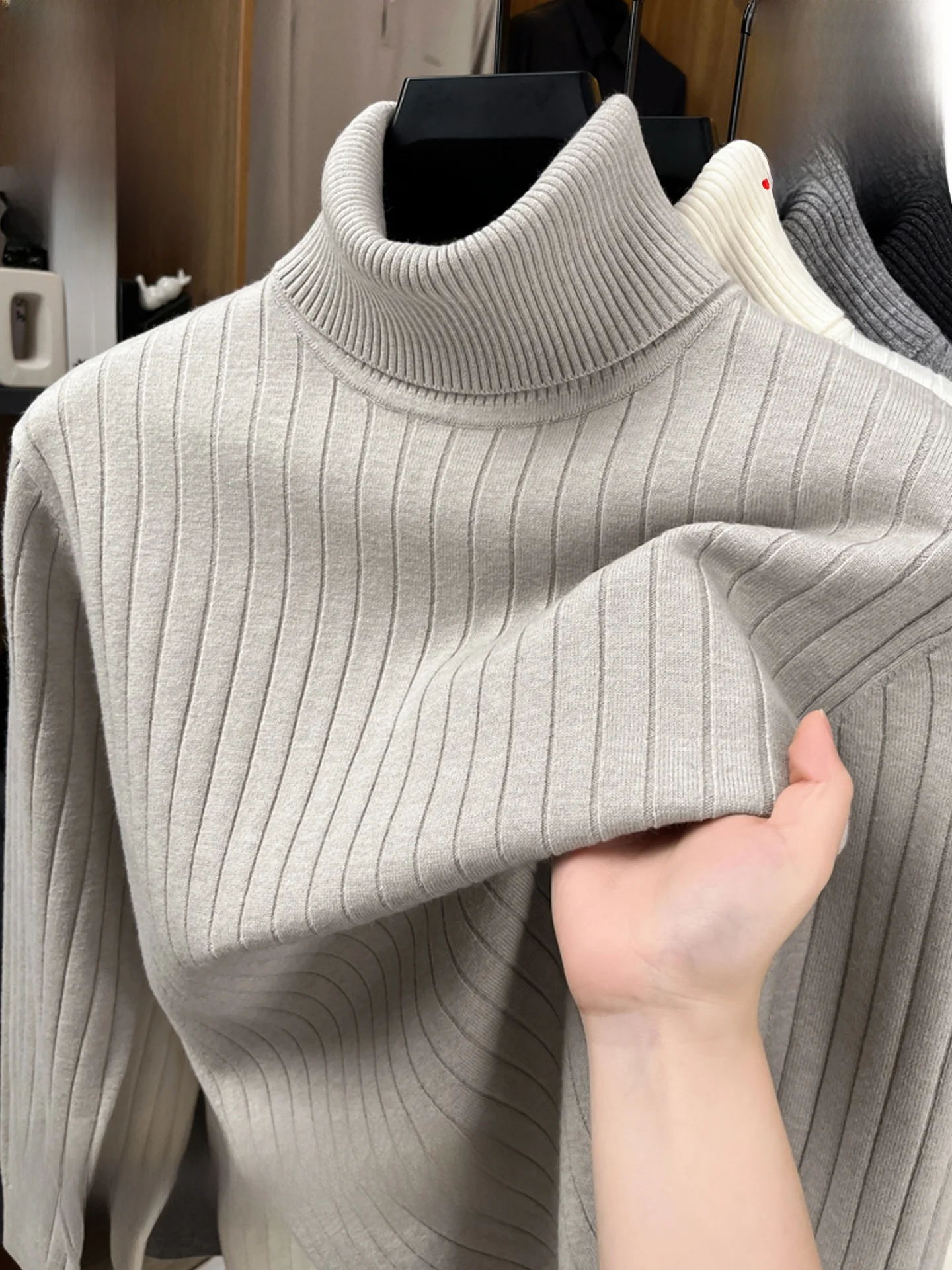 

Мужской вязаный шерстяной свитер TUCANO с высоким воротником, повседневный, свободного кроя, модный, теплый, зимний, 100% шерсть