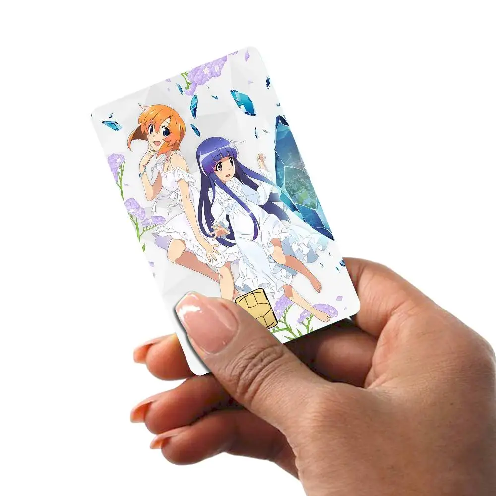 Anime H-Higurashi When They Cry Anmie 4pcs 1Set Sticker Film Skin Cover for Credit Card Debit Bank Card Front view 6