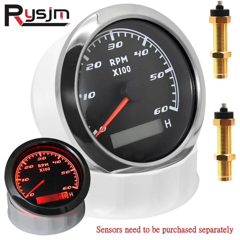 85mm Auto Drehzahl messer 6000 U/min 8000 U/min Meter wasserdicht Marine Tacho Manometer Sensor Boot U/min Dieselmotor Drehzahl messer 9-32V