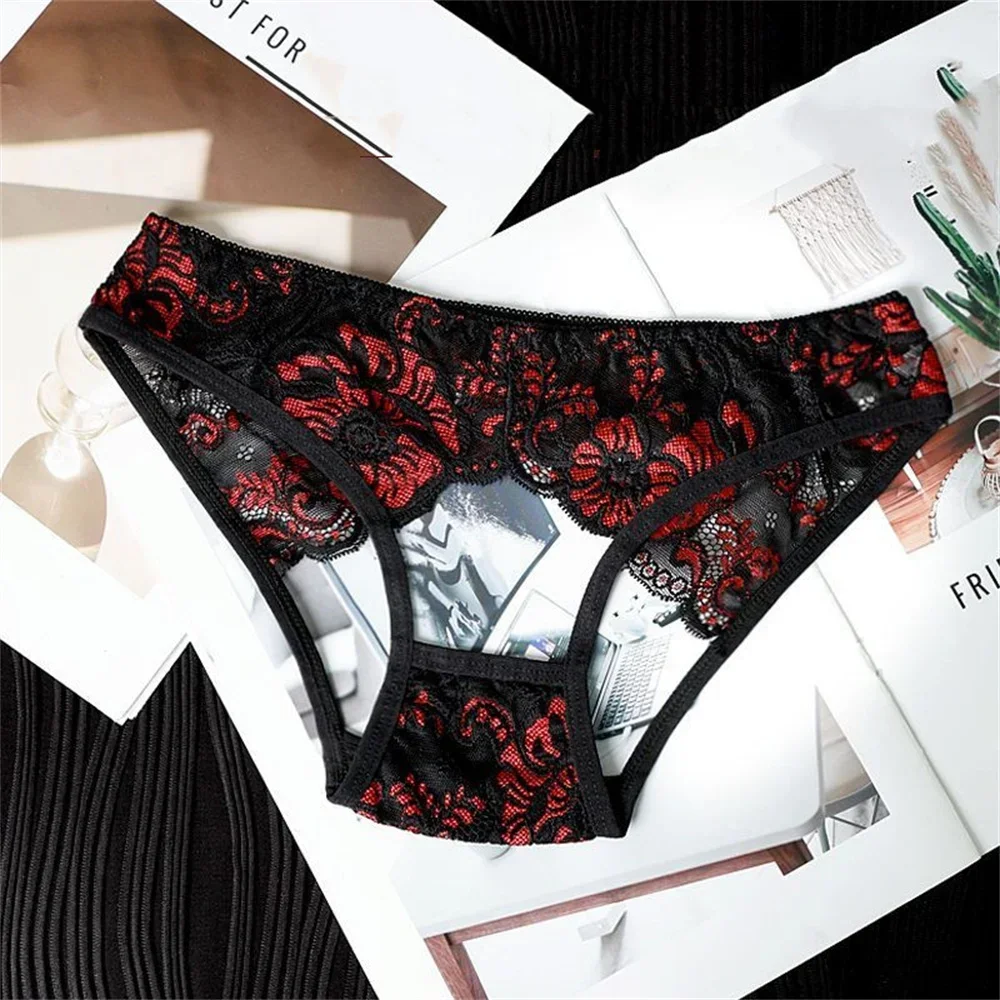 ملابس داخلية مثيرة للنساء سراويل داخلية شفافة مفتوحة المنشعب ملابس داخلية من الدانتيل الجاكار للسيدات سراويل شبكية