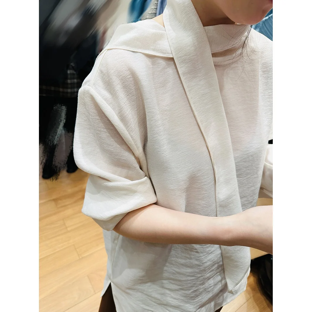 

Ele Spring Fairy Aosphere Long Sve irt with Sa in Beige Gentle Feel French Sle Loose Fit Skin Friendly Breathable