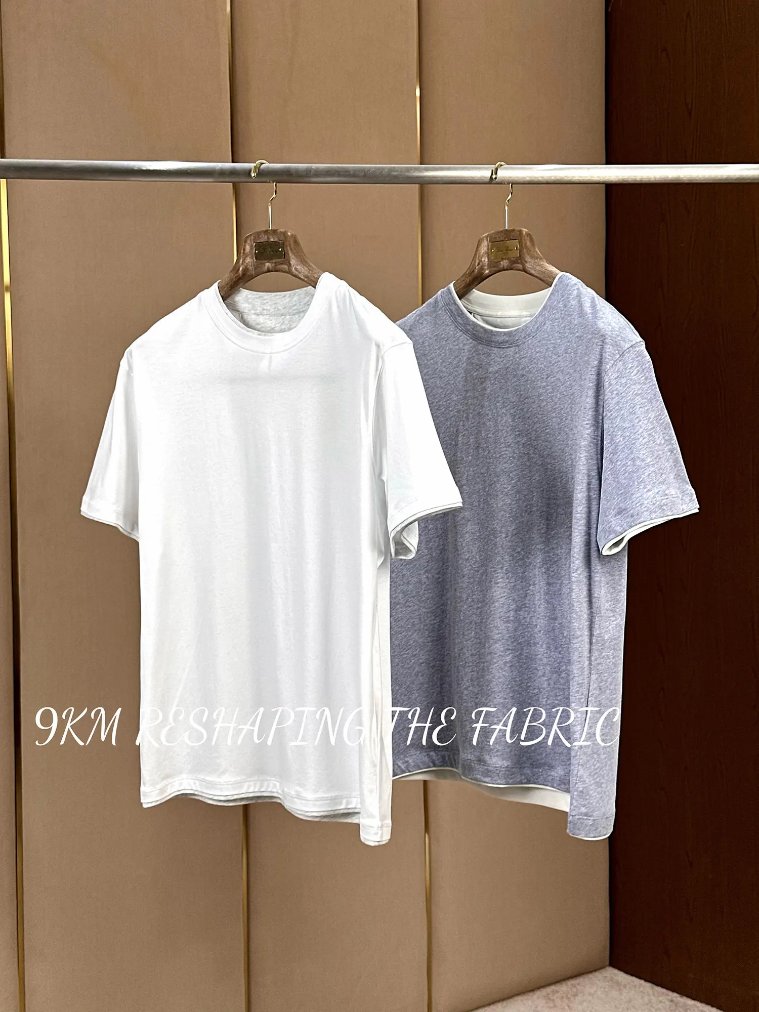 BC Egyptian cotton T-shirt old money wind fake two pieces light luxury haute couture round neck simple casual short sleeves