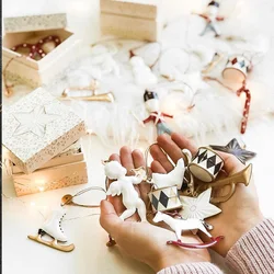Aizulhomey Metal Christmas ornaments double-sided hand painted iron pendant christmas tree decoration gifts arts handicraft