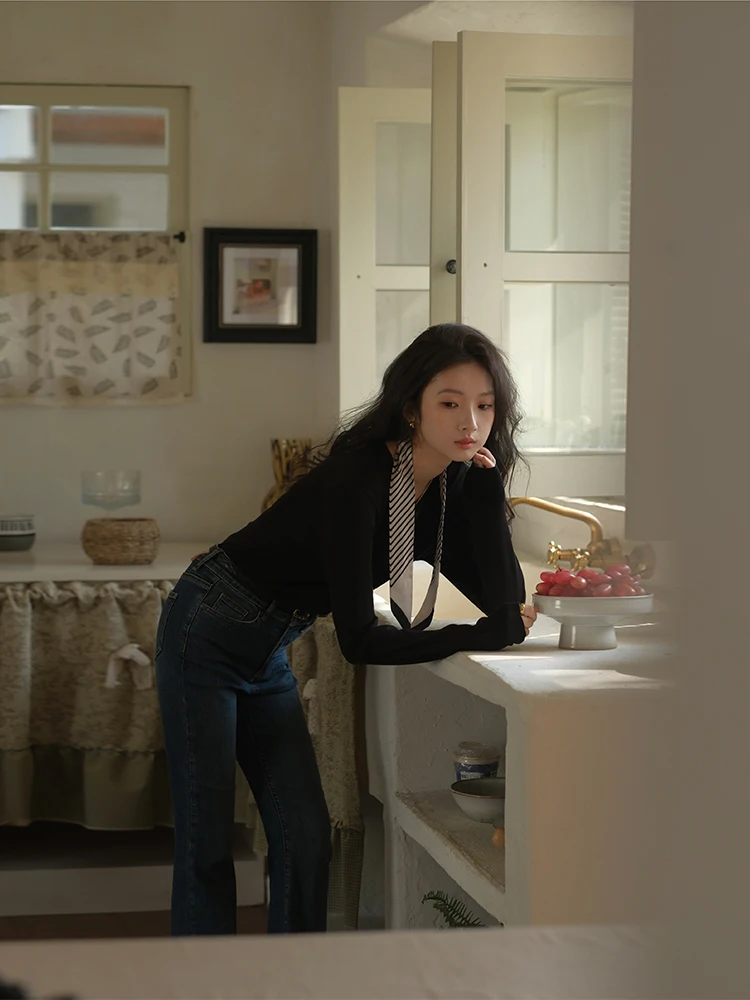 

Тонкий женский вязаный кардиган ChillCozy из смесовой пряжи Lenzing с длинными рукавами и круглым вырезом, весна-осень