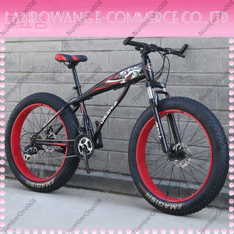 26 24 Inch Fat Tire Mountain Bike 21 Speed Dual Disc Brake Shock Absorber