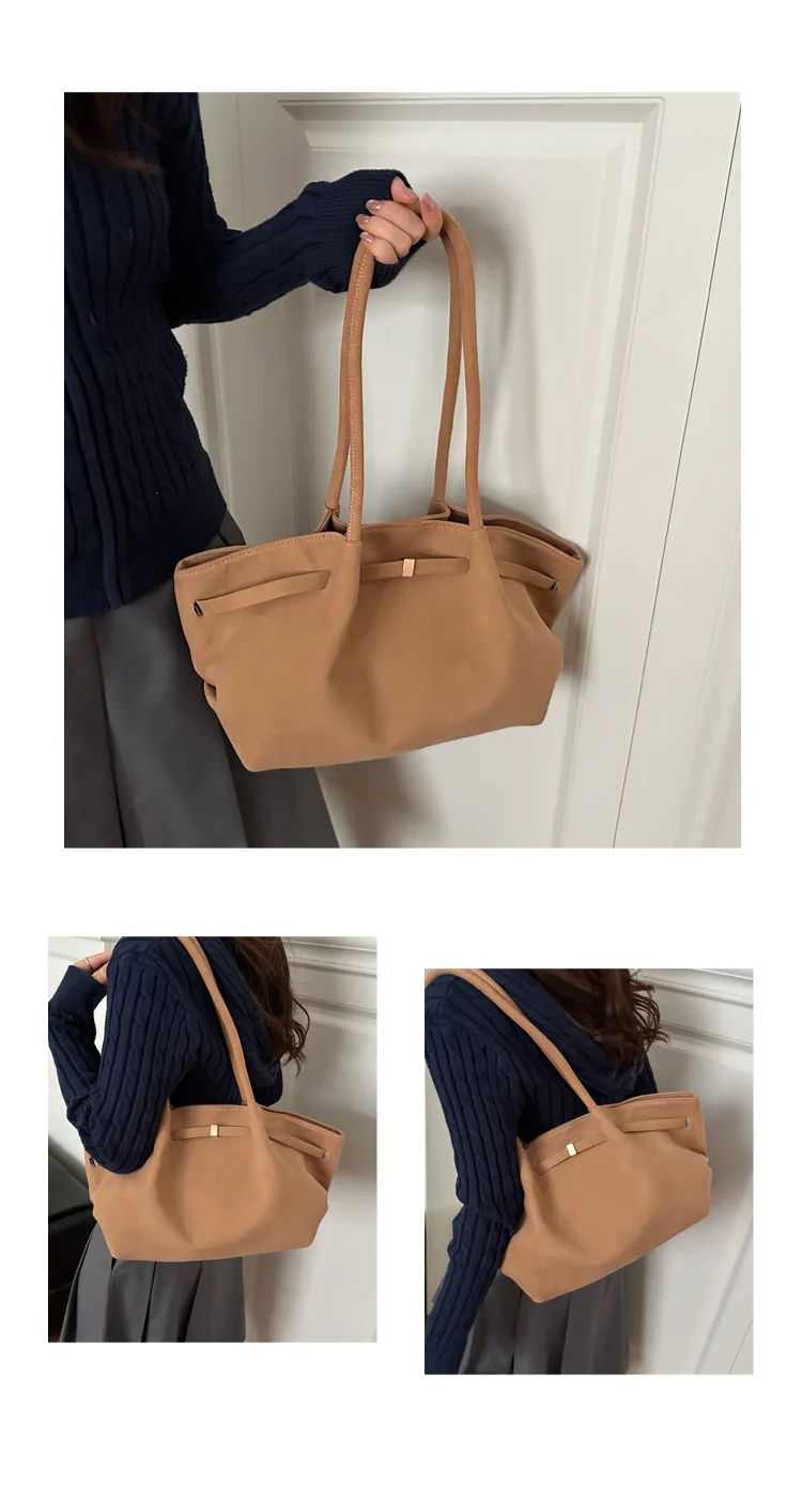 Frauen Faux Wildleder Schulter Tasche Casual Tote Handtasche Unterarm Eimer Geldbörse Herbst Täglichen Mode Luxus Tasche Guangzhou Hohe Qualität Tasche – Detail 25
