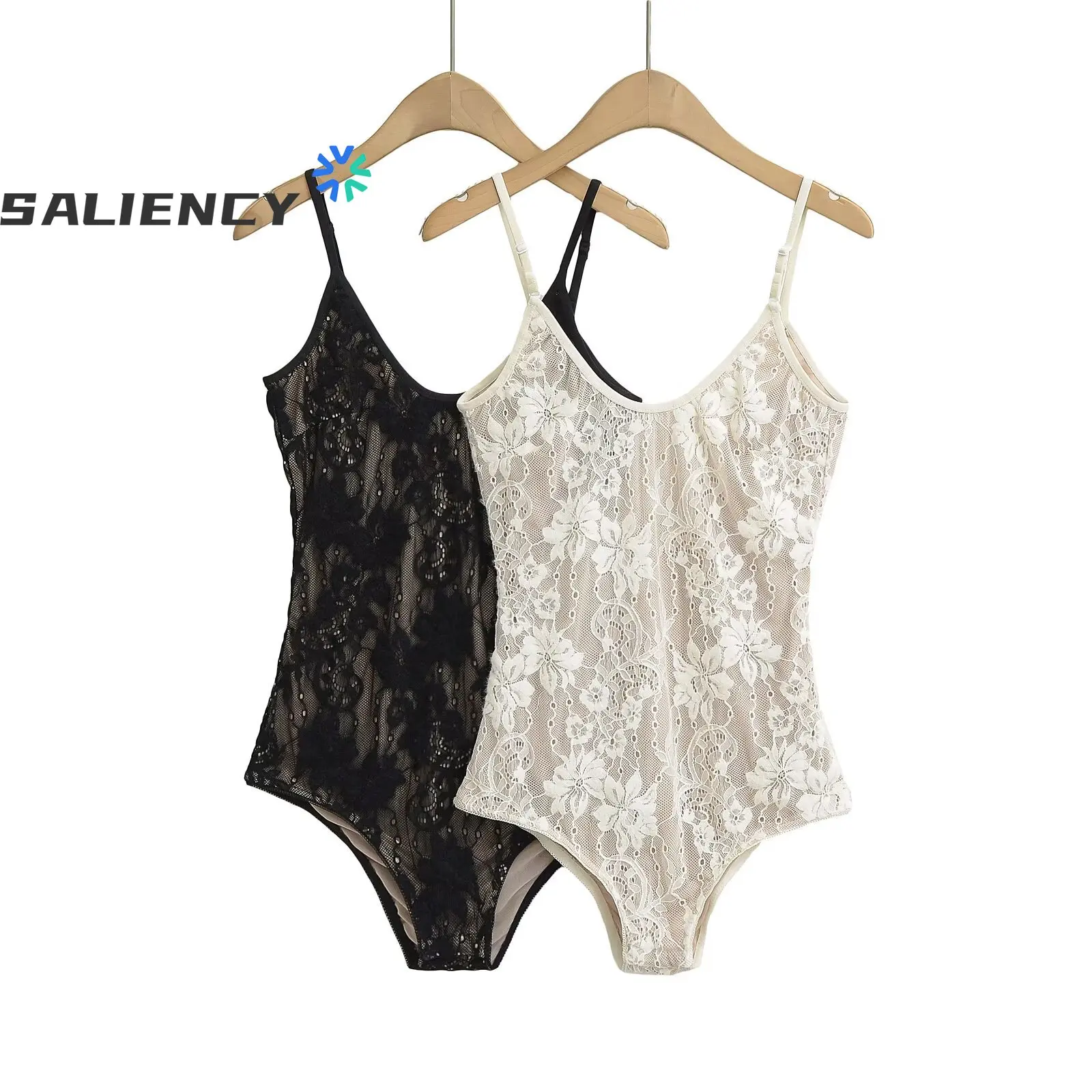 

SALIENCY Sexy Double-Layer Lace Cutout Backless Strapless Tops for Women Vintage Corset Bodycon Bodysuit