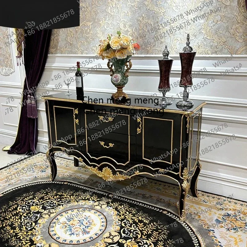 

French solid wood dining side cabinet European luxury court entrance cabinet restaurant storage tea cabinet