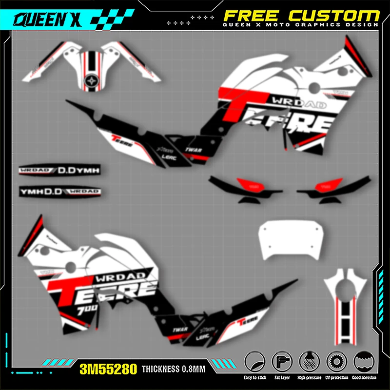 

Queen X MOTOR For YAMAHA TENERE T700 2018 2019 2020 2021 2022 2023 Full Fairing Motorcycle Graphics Decals Stickers Kits 006