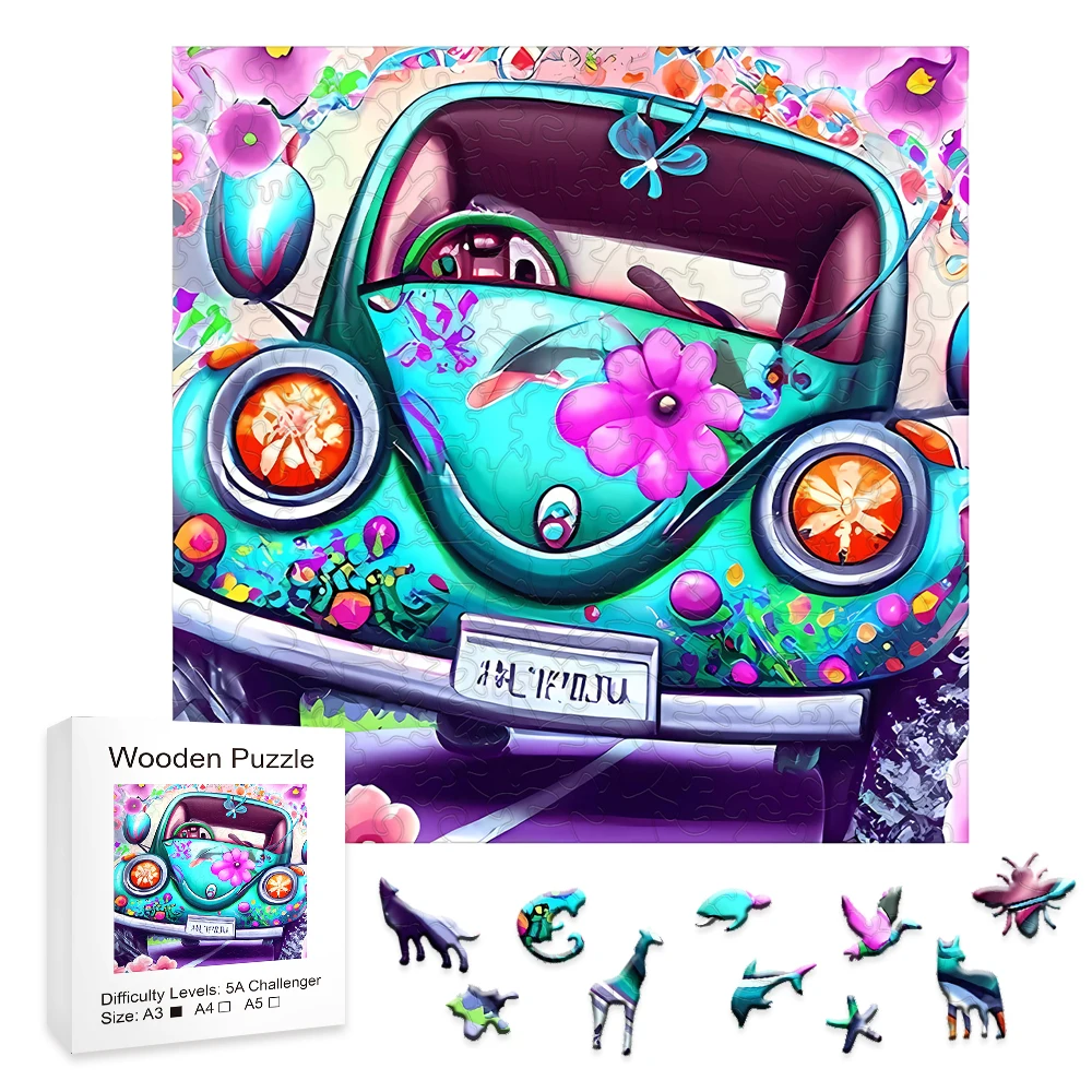 

Mysterious Wooden Puzzle - Cute Cartoon Car - Unique DIY Children's Gift - Adult Puzzle Wooden Crafts Children's Education Game