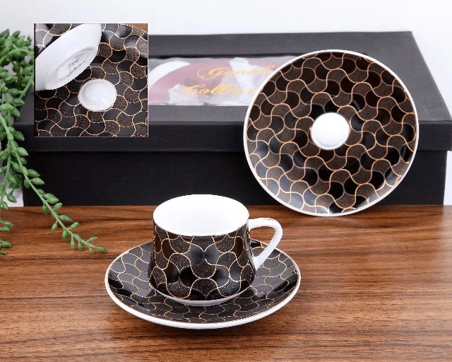 LaModaHome Espresso Coffee Cups Set, English Arabic Greek Coffee Set Coffee Cup For Women, Men, adults, Guests, New Home Weddi