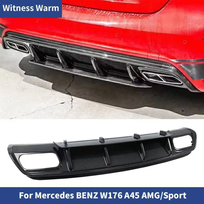 Carbon Fiber Hinten Lip Zurück Stoßstange Spoiler Diffusor Für Benz W176 A Klasse A45 AMG Sport A250 A200 A260 A180 2016-2017