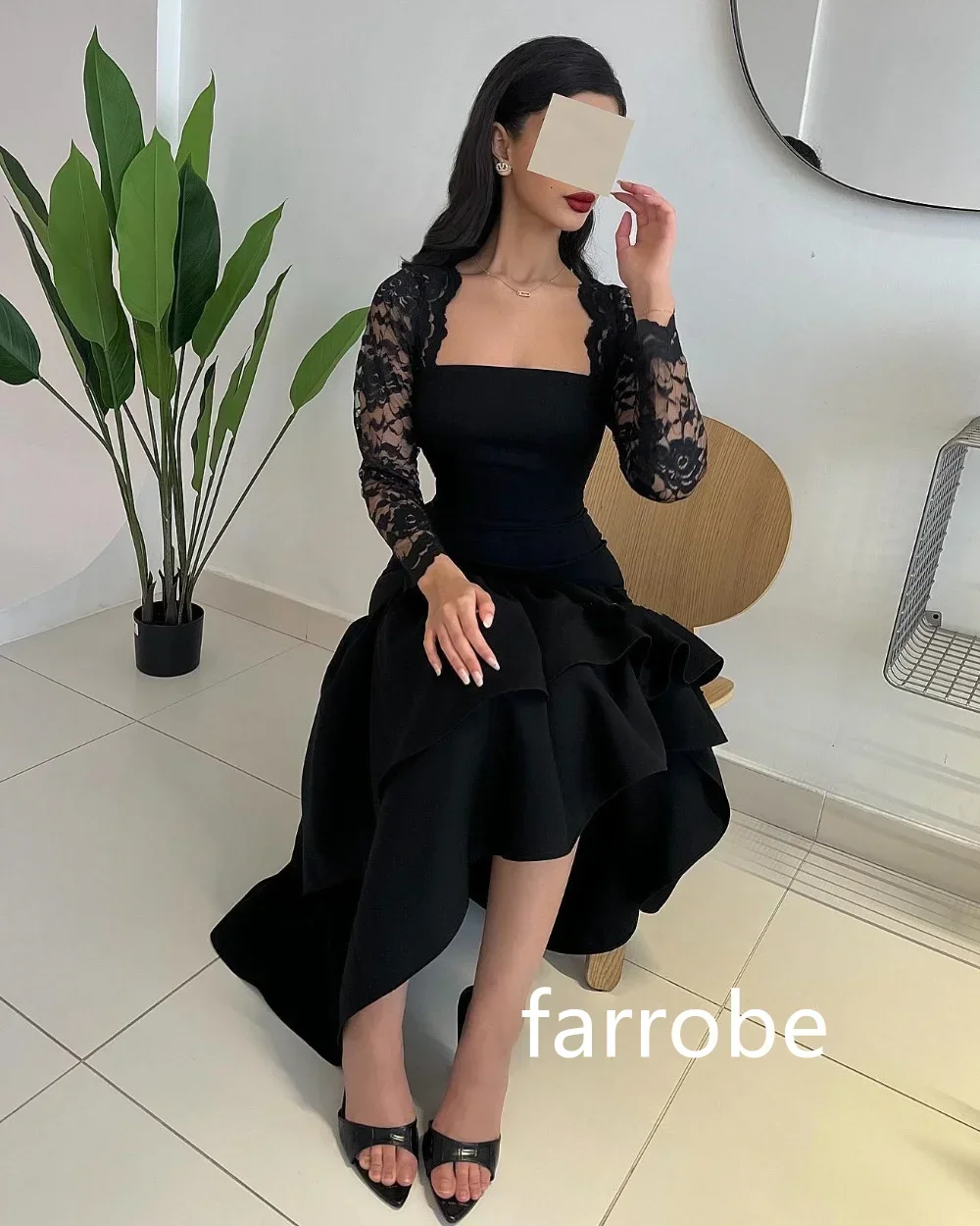 Customized Elegant Jersey Pleat Mermaid Square Neck Midi Dresses Evening Dresses Classic Exquisite Modern Style Pastrol Unisex C