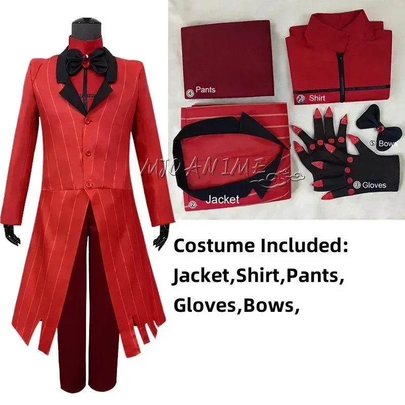 Hazbin Hotel ALASTOR Dust Angel uniforme Cosplay hombres mujeres disfraz de Halloween conjunto completo