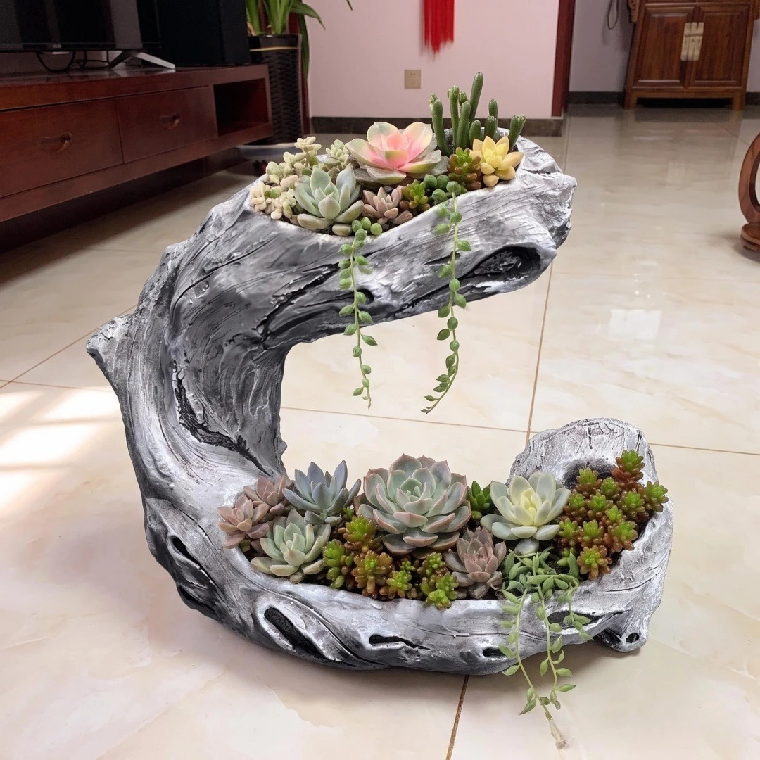 Imitation Tree Root Flower Pot Creative Vintage Succulent Plant Bonsai Garden Landscape Container Ornament Yard Decoration