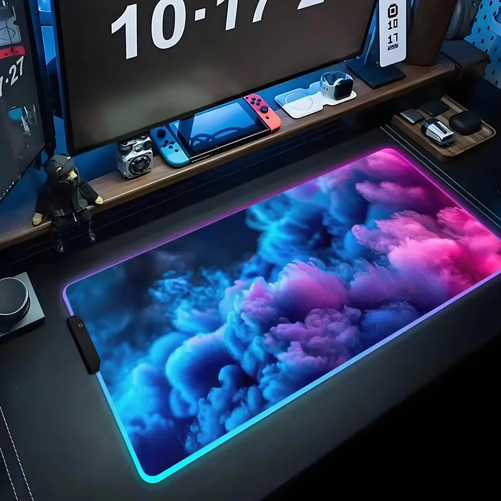 

Цветные дымовые обои Коврик для мыши RGB Игровой коврик для мыши Большой светодиодный коврик для ПК Настольный коврик Светящийся коврик для мыши Большие коврики для клавиатуры Настольный коврик