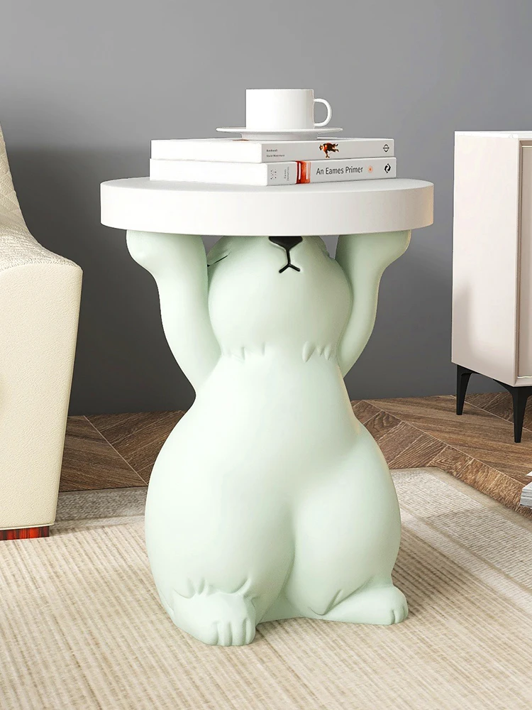 Rabbit Statue Round Side Tables Living Room Sofa Corner table Home Decor Creative Coffee Tables Room Decor Art Housewarming Gift