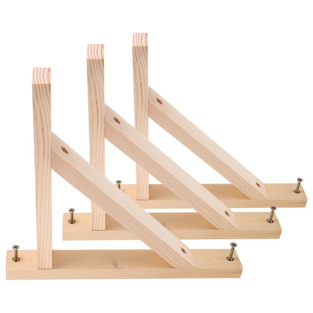 

3Pcs Solid Wood Triangle Bracket Wall Mounted Shelf Supports Floating Wood Shelf Brackets Decorative Corner Brace for Pendant