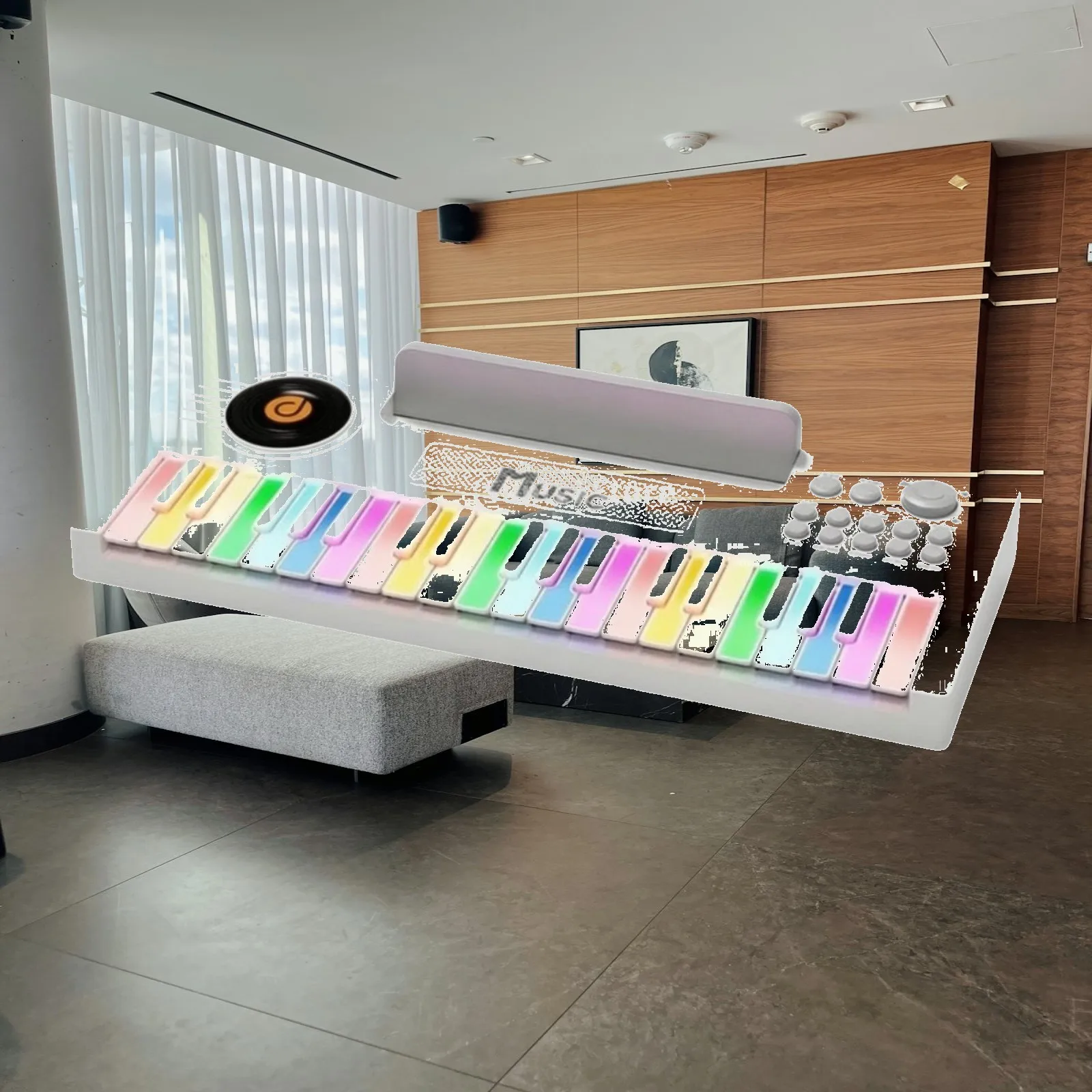 Baby Piano Keyboard Toy with Drum Pad and Music Stand for Toddler Musical Learning Fun Activity