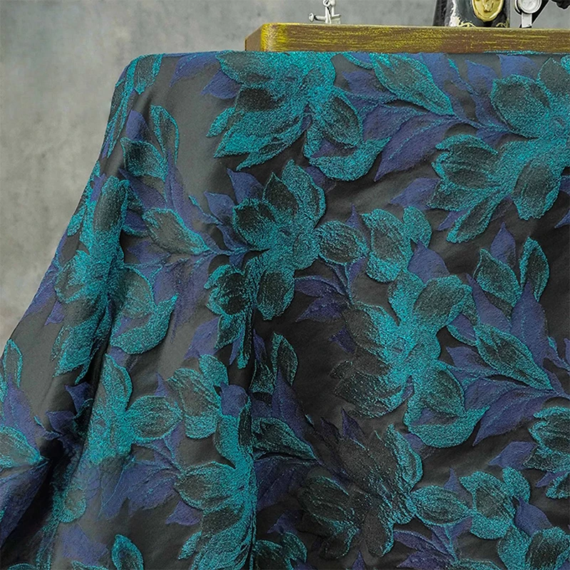 1m 3D Embossed Magnolia Jacquard Woven Fabric European Style Retro Brocade Fabric for Dresses Coats Blazers DIY Sewing