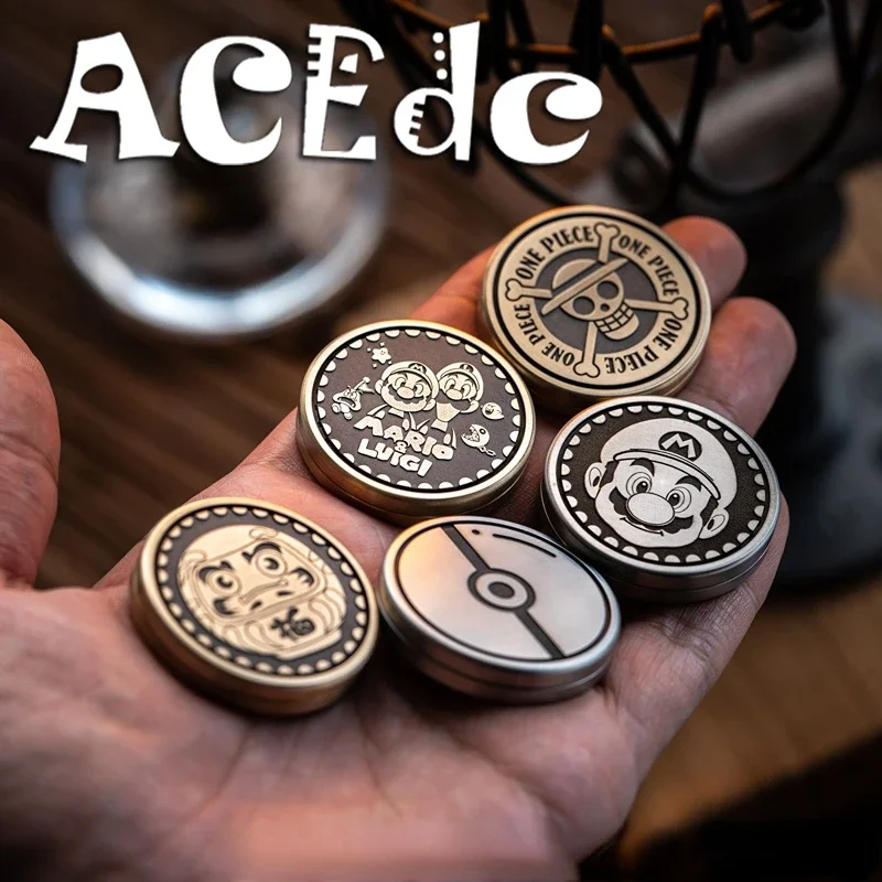 

ACEDC Tablet Theme Pop Coin Ppb Milk Cover Metal Decompression Toy EDC Push Brand Fingertip Gyro Old Blacksmith