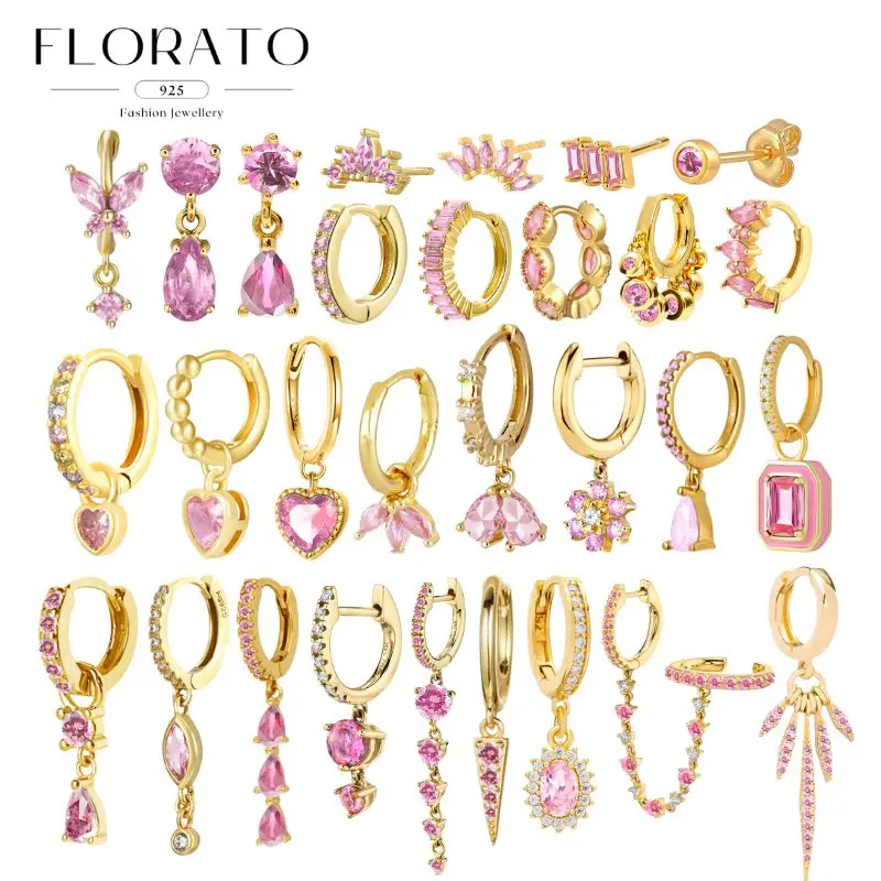 

Роскошные геометрические серьги-кольца из стерлингового серебра 925 пробы с цирконами, розовая серия, модные свадебные украшения, подарки