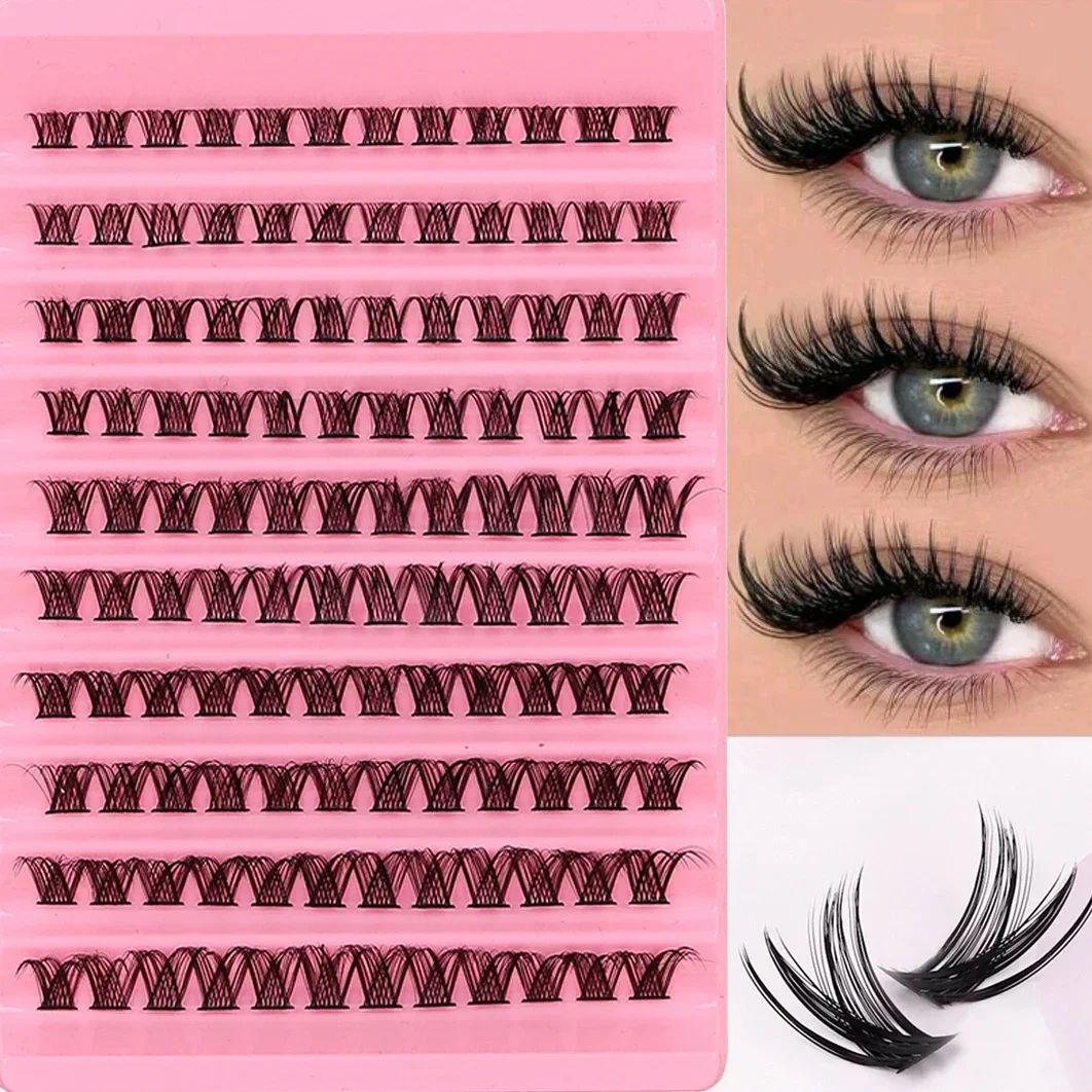 120 Stück Cluster-Wimpern, 8–16 mm, dünne Einzelwimpernverlängerungen, natürlicher Look, D-Locken, flauschige Cluster-Wimpern