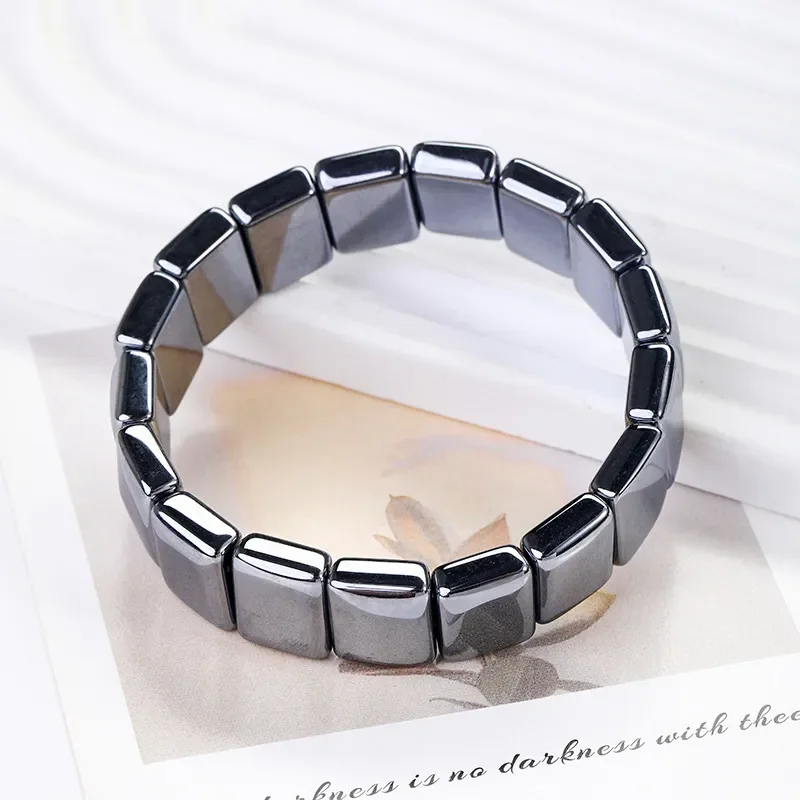 Wholesale natural raw ore terahertz hand card melting ice cold repellent men's and women's fashion bracelet therapy magnetic