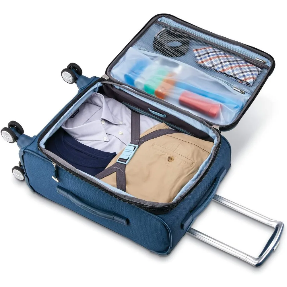 bagagem giratória softside expansível em azul mediterrâneo, bagagem de mão de 20 polegadas