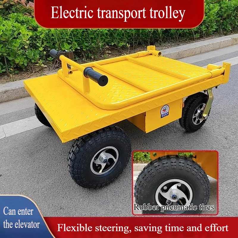 

Electric Trolley Cart Portable Foldable Heavy Duty Transport Wagon for Construction Site Warehouse Material Handling