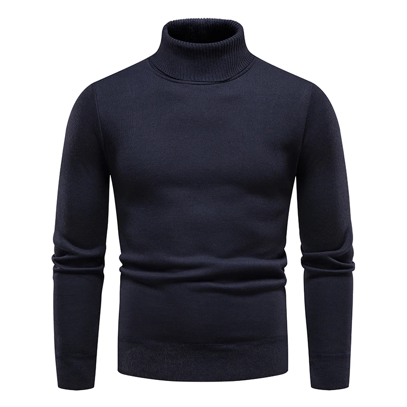 Maglione a collo alto da uomo Pullover invernale tinta unita Maglione caldo Nero Marrone Slim Fit Maglieria casual Maglioni da uomo