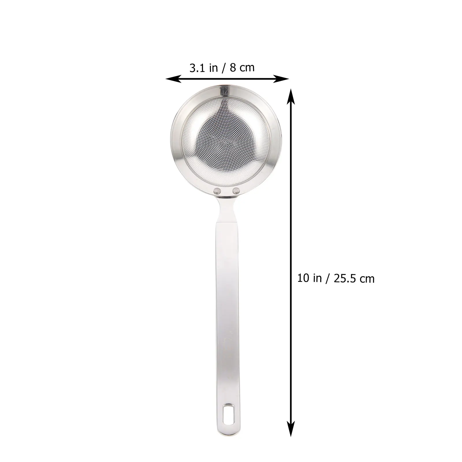 

Stainless Steel Colander Spoon Fine Mesh Oil Multi-Function Kitchen Tool Rust-Proof Hanging Handle Reusable for Frying