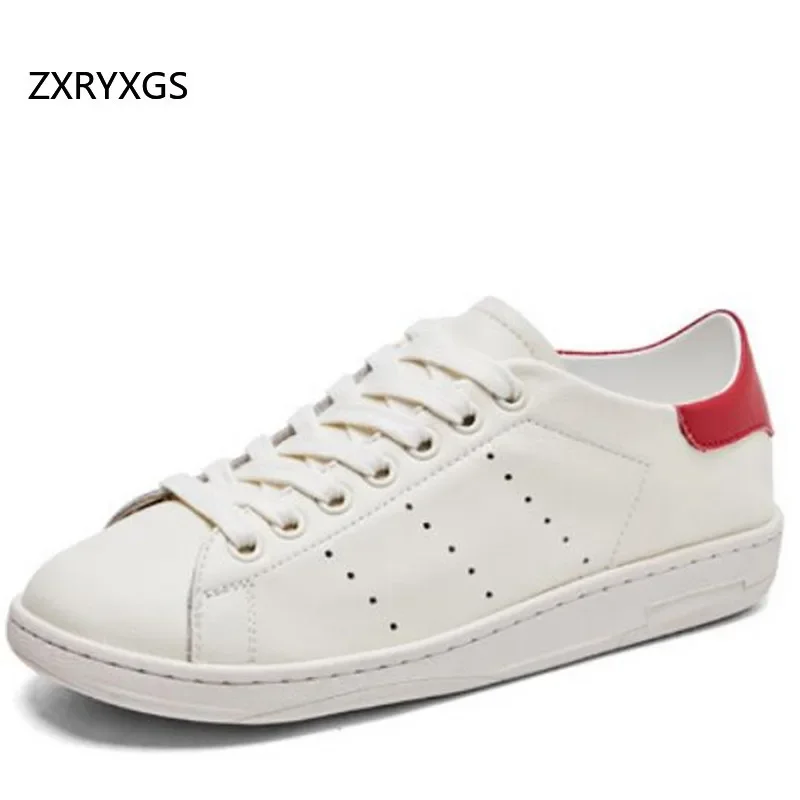 

ZXRYXGS White Spell Color Breathable and Comfortable Genuine Leather Snealer Flat Shoes 2024 Fashion Versatile Flat Sneaker Tide