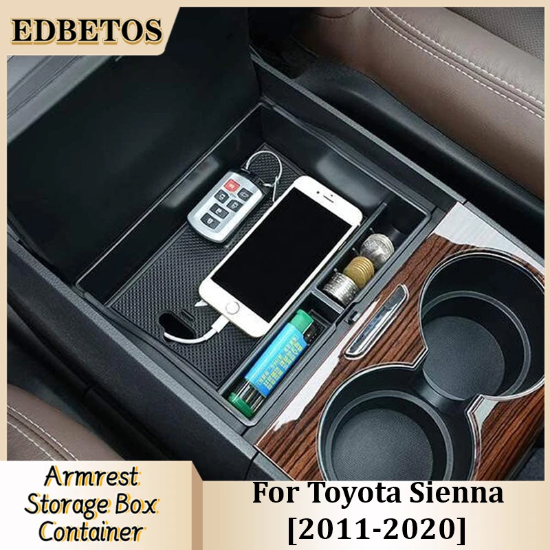 Car Armrest Storage Box Tray For Toyota Sienna XL30 2011 2012 2013 2014 2015 2016 2017 2018 2019 2020 Accessories