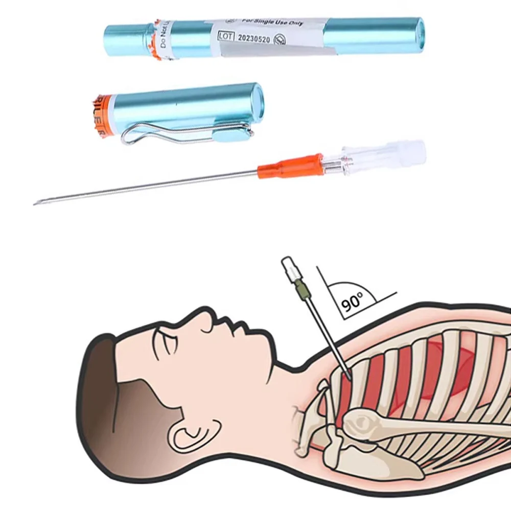 Emergency Equipment First Aid Kit Tension Pneumothorax Thoracic Needle Medical Chest Decompression Needle