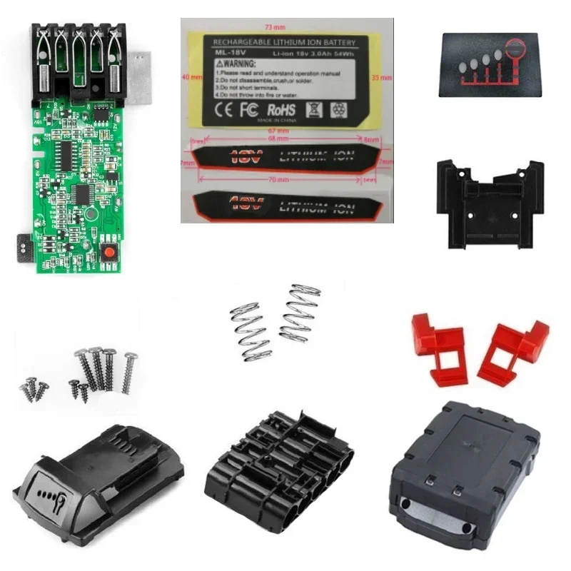 Dla M18-5 akumulator litowo-jonowy obudowa z tworzywa sztucznego PCB płytka zabezpieczająca przed ładowaniem obudowa dla Milwaukee 18V 3.0Ah naklejki obudowy