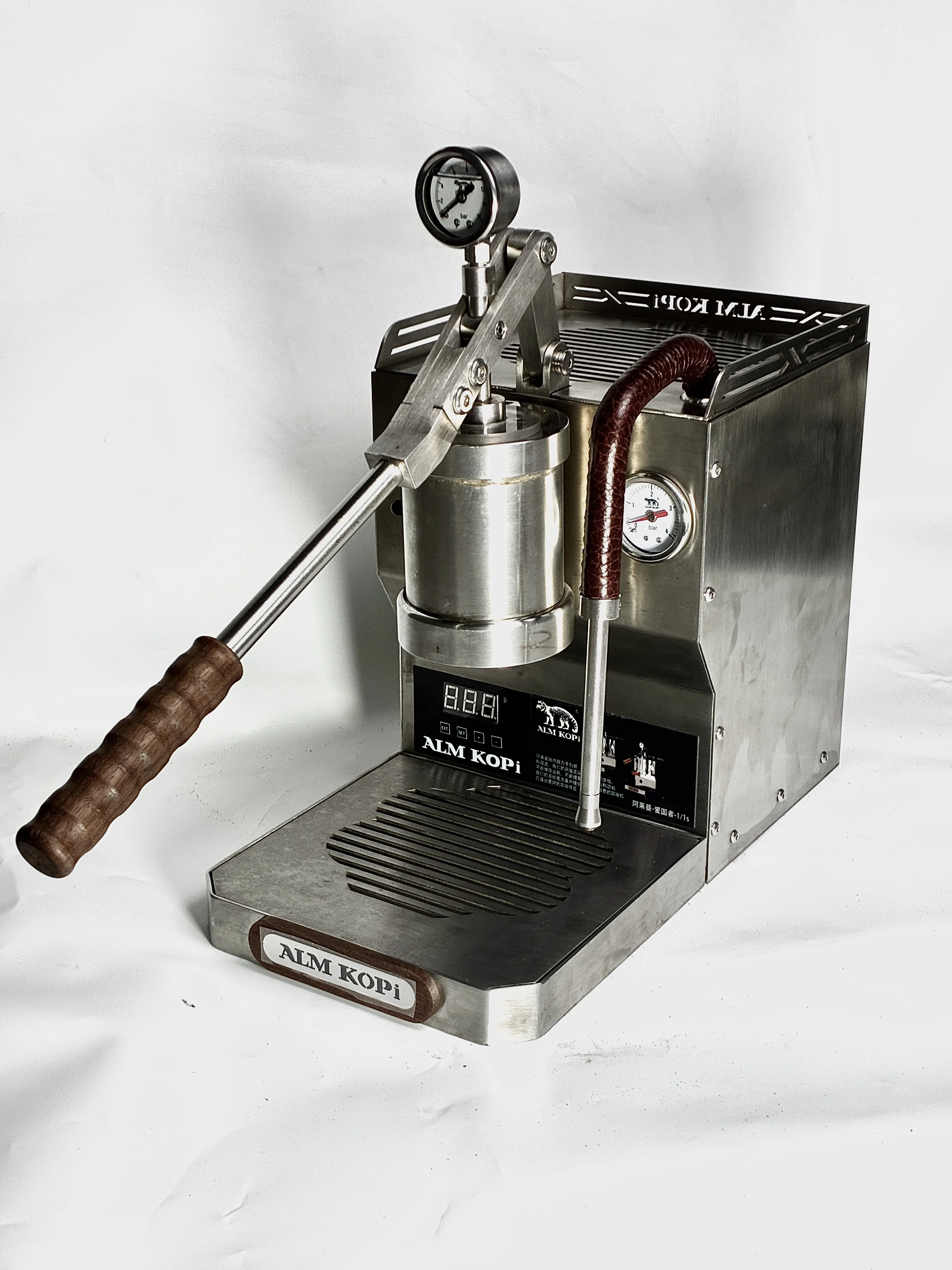 Professional Manual Lever Espresso Coffee Machine 304 Stainless Steel Steam Wand Cappuccino Maker