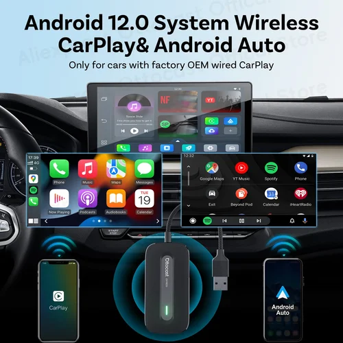 Imagen 2 del producto OTTOCAST Play2Video Express inalámbrico CarPlay Android Auto adaptador TV AI Box para Youtuber accesorios de coche para Benz Mazda VW Audi