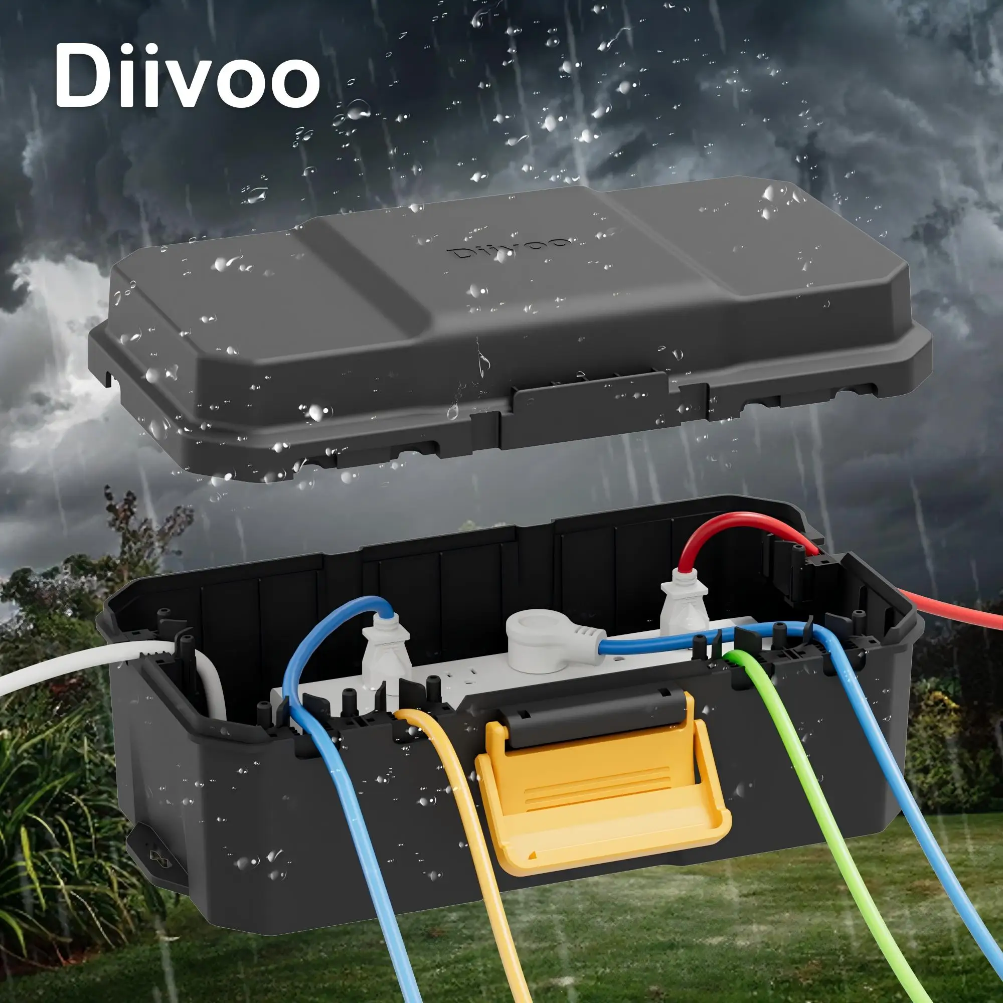 Diivoo Waterproof Electrical Box Outside Cable Connection Socket Enclosure for Timers Extension Leads Holiday Garden Lawn