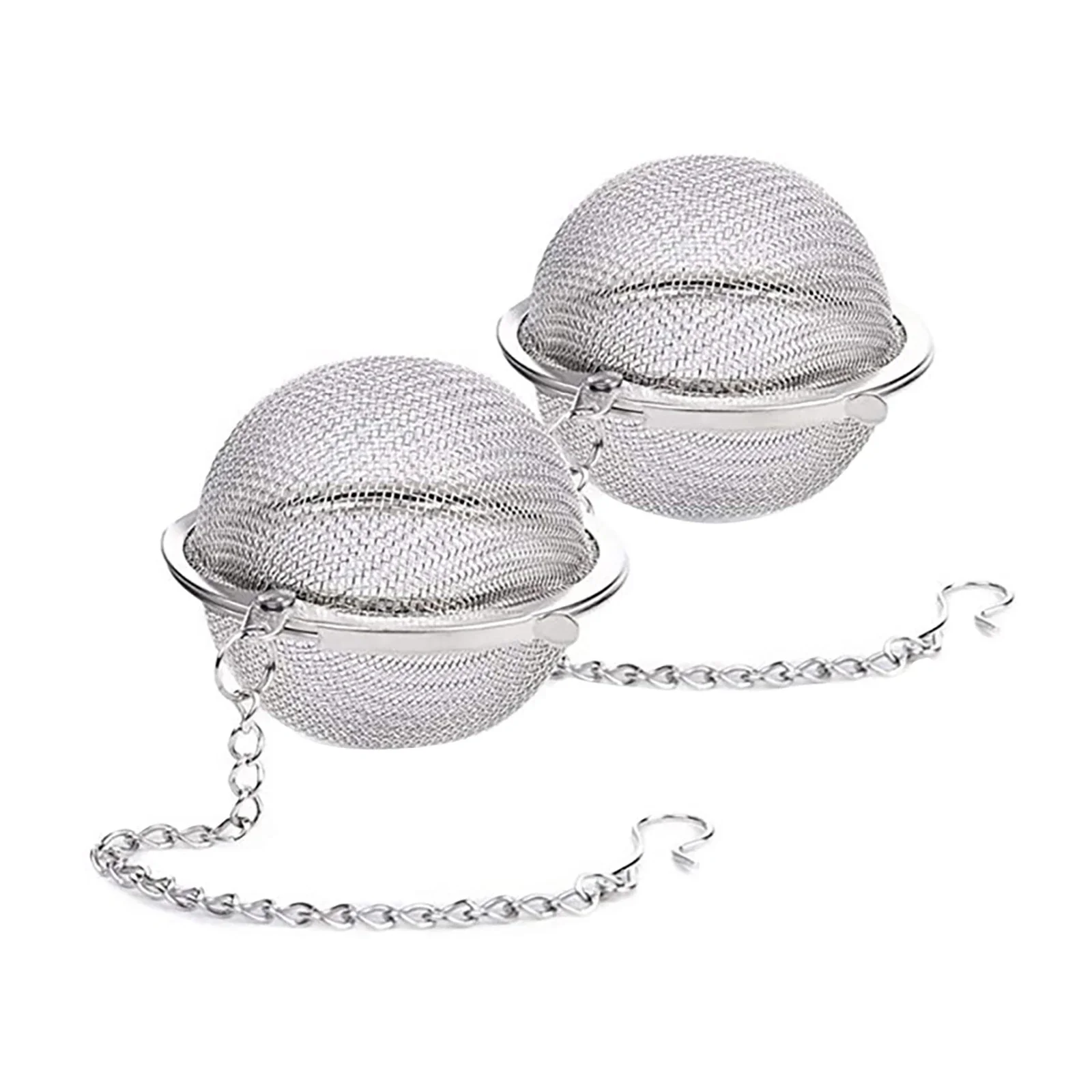 10-2pcs Stainless Steel Tea Ball Loose Leaf Tea Strainer Infusers Extra Fine Mesh Tea Interval Diffuser with Chain image 2