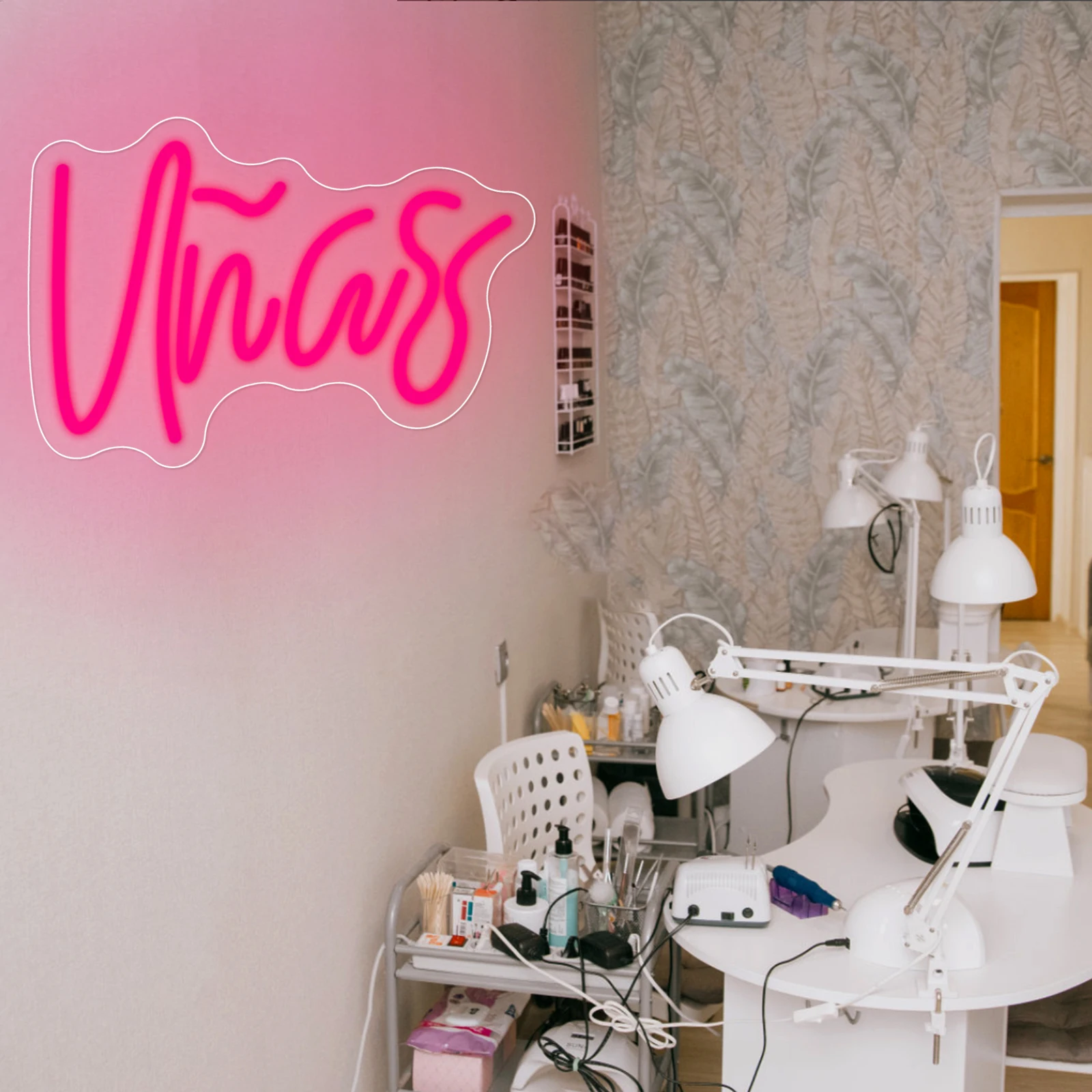 Letrero de neón para decoración de uñas, luces LED rosas, lámpara colgante de pared artística con letras para fiesta, salón de uñas, diseño de belleza, tienda, habitación, logotipo, regalo