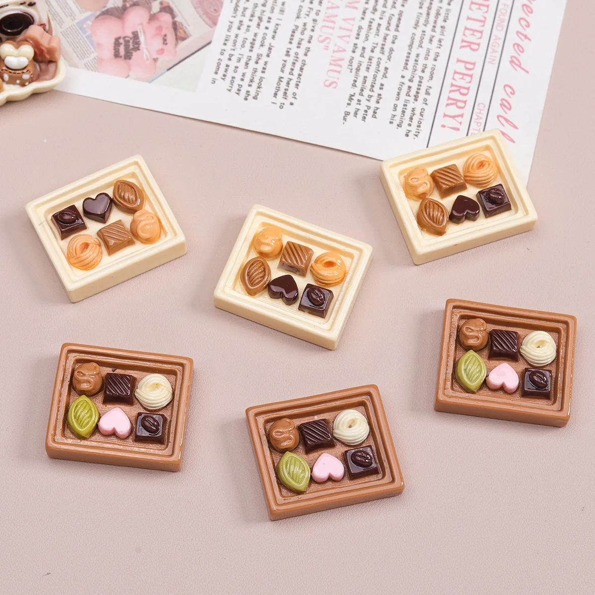 Chocolate Box Resin 3D Foods Serie Flat Back Vintage Foods Resin Cabochons Scrapbooking DIY Jewelry Craft Decoration Accessories