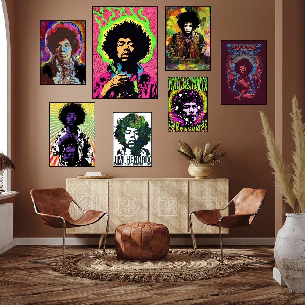 Singer J-Jimi H-Hendrix Poster Prints Wall Painting Bedroom Living Room Decoration Office Small