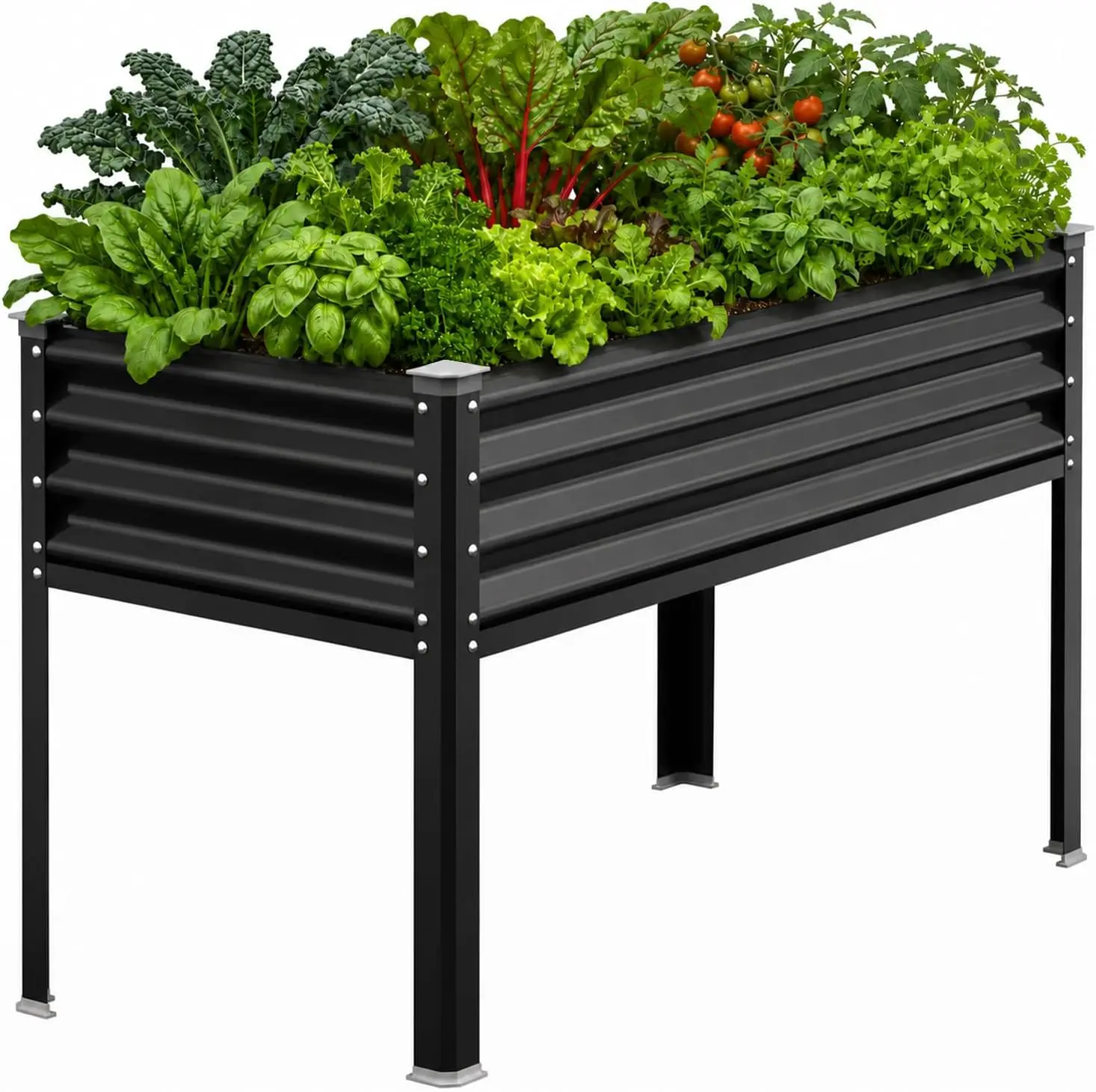 

48x24x32in Raised Garden Bed with Legs, Galvanized Metal Planter for Vegetables, Herbs, Flowers