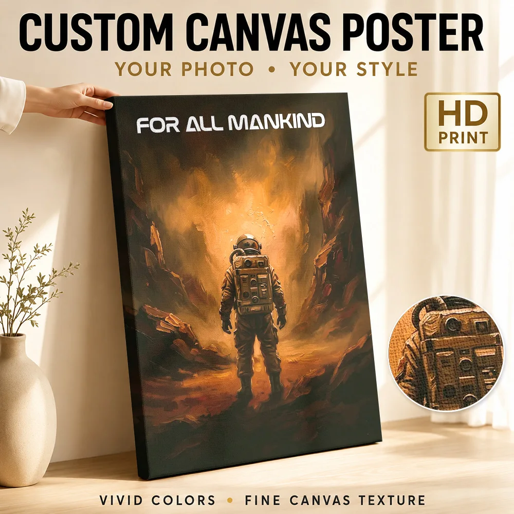 For All Mankind Tv Show Canvas Poster Personalized Photo Vintage Movie Wall Paintings Decoration for Living Room Ready to Hang